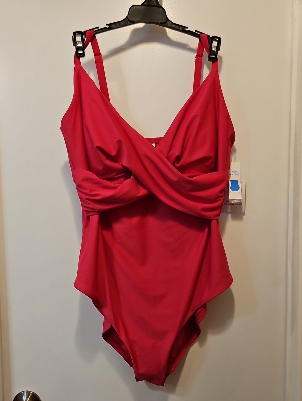 Time and Tru Red Twist-Front One-Piece Swimsuit